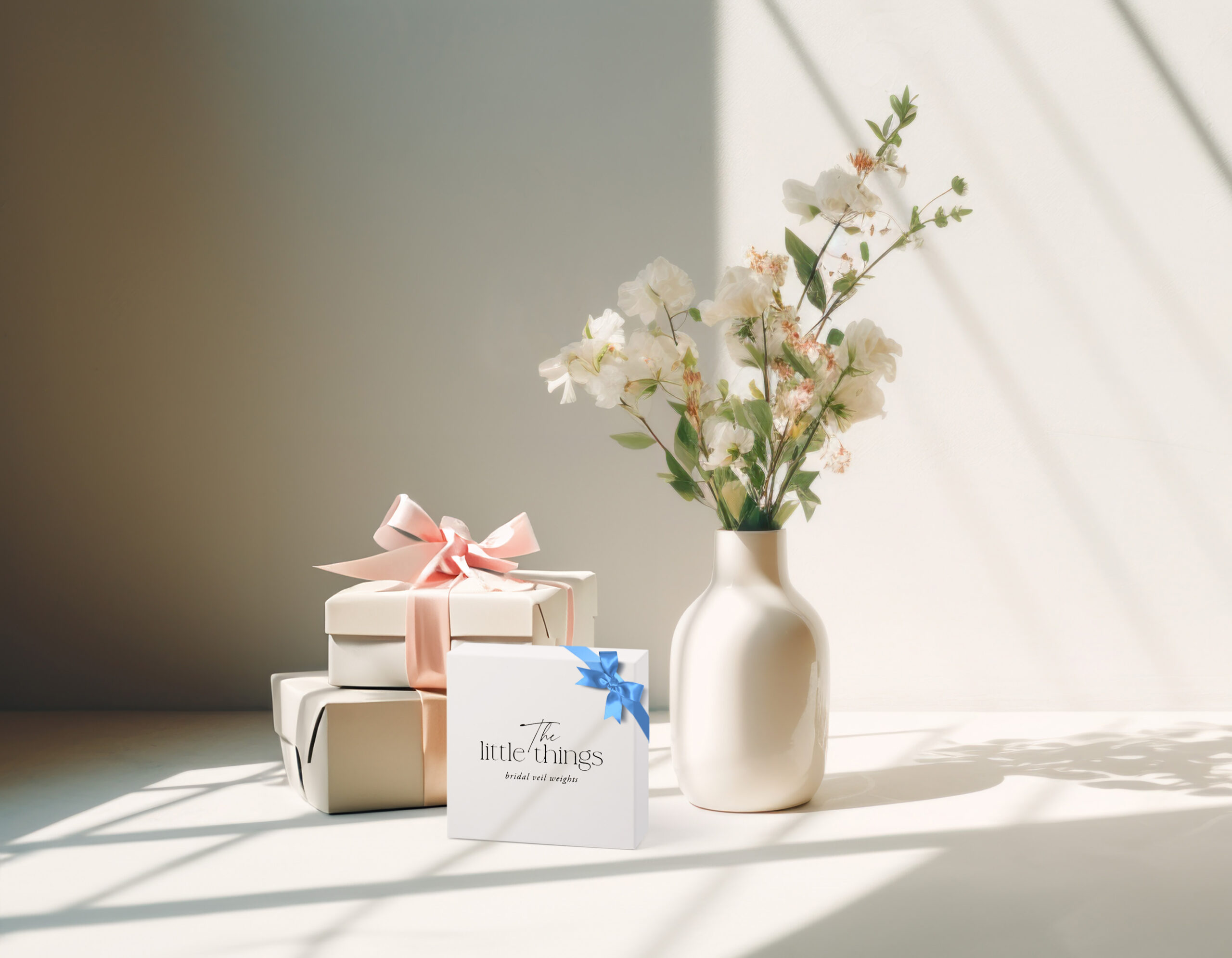 A vase filled with white flowers sitting on a table. Generative AI image.